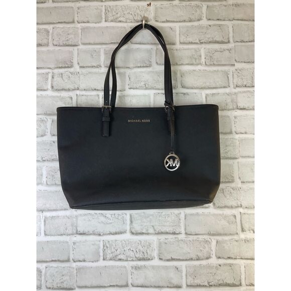 Michael Kors Handbags - Michael Kors Jet Set Black Saffiano Leather Large Travel E/W Tote Handbag